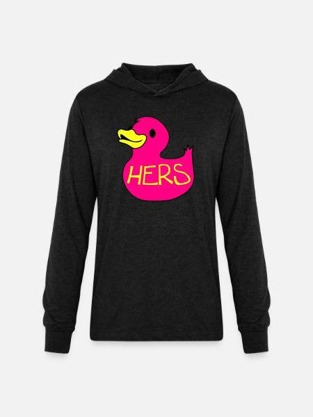 rubber duckie hers - Unisex Long Sleeve Hoodie Shirt - heather black