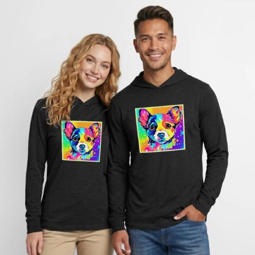 Vivid Puppy Vibes Art Design - Unisex Long Sleeve Hoodie Shirt