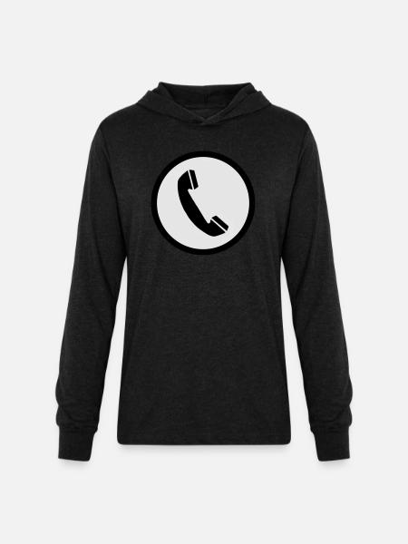 phone sign - Unisex Long Sleeve Hoodie Shirt - heather black