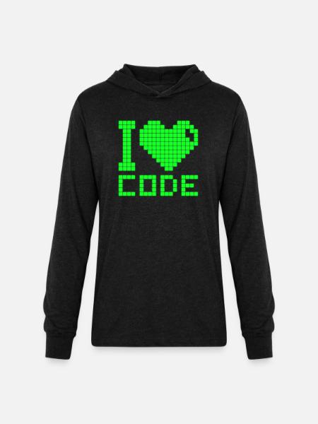 I Love Code Mono - Unisex Long Sleeve Hoodie Shirt - heather black
