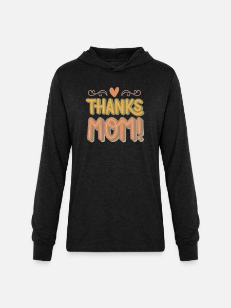 THANKS MOM - Unisex Long Sleeve Hoodie Shirt - heather black