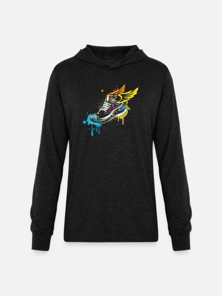 Sneaker graffiti with wings - Unisex Long Sleeve Hoodie Shirt - heather black