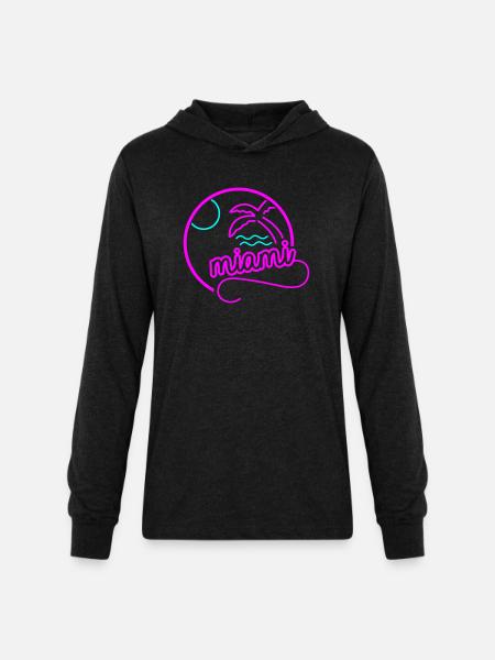 miami 001 - Unisex Long Sleeve Hoodie Shirt - heather black
