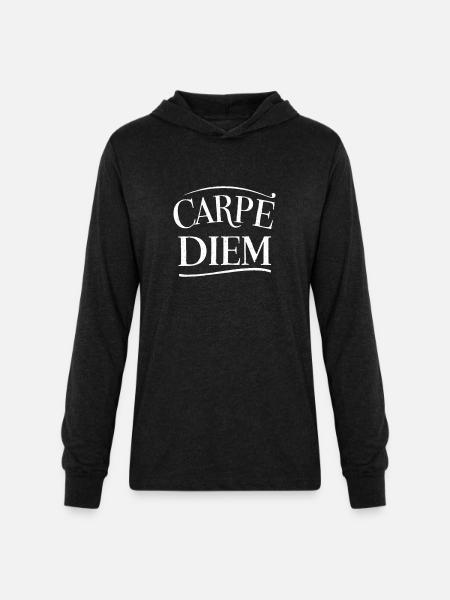 Carpe diem latin quote - Unisex Long Sleeve Hoodie Shirt - heather black
