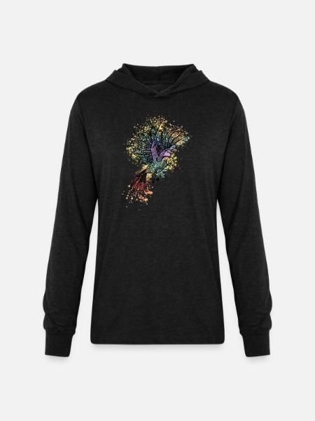 ornamental bird - Unisex Long Sleeve Hoodie Shirt - heather black