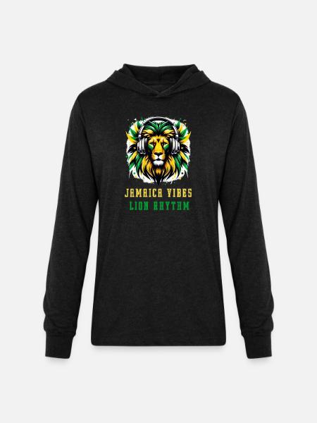 Jamaica lion reggae design - Unisex Long Sleeve Hoodie Shirt - heather black