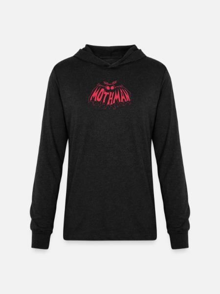 Mothman Crimson Flight - Unisex Long Sleeve Hoodie Shirt - heather black