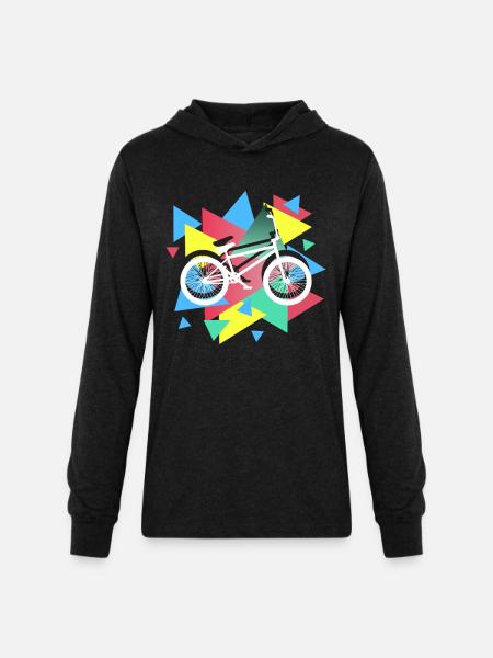 BMX Biking Geometric - Unisex Long Sleeve Hoodie Shirt - heather black