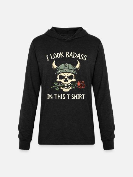 Badass Skull Viking Tee - Unisex Long Sleeve Hoodie Shirt - heather black