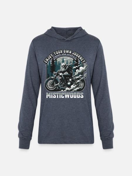 Mystic Woods Skeleton Rider - Unisex Long Sleeve Hoodie Shirt - heather navy