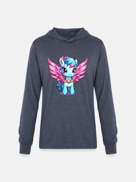 Pegasus - Unisex Long Sleeve Hoodie Shirt - heather navy