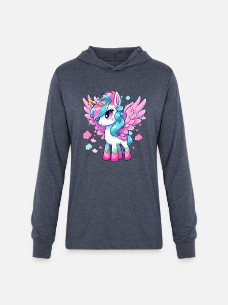 Pegasus - Unisex Long Sleeve Hoodie Shirt - heather navy
