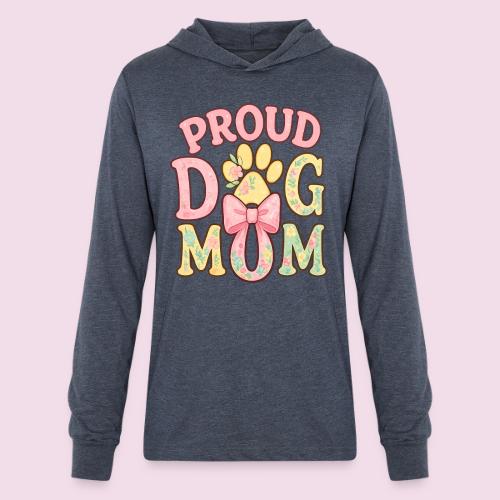 Proud Dog Mom Floral Paw Bow - Unisex Long Sleeve Hoodie Shirt