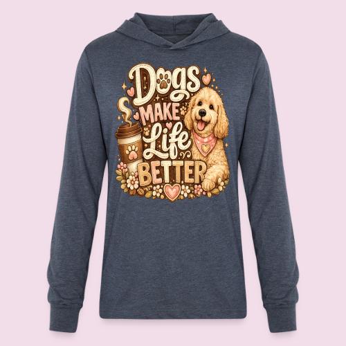 Dogs Make Life Better | Faux Embroidery Style - Unisex Long Sleeve Hoodie Shirt