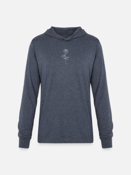 Minimalist Rose Line Art - Unisex Long Sleeve Hoodie Shirt - heather navy