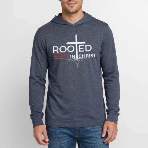 Rooted in Christ (white) - Colossians 2:7 - Unisex Long Sleeve Hoodie Shirt