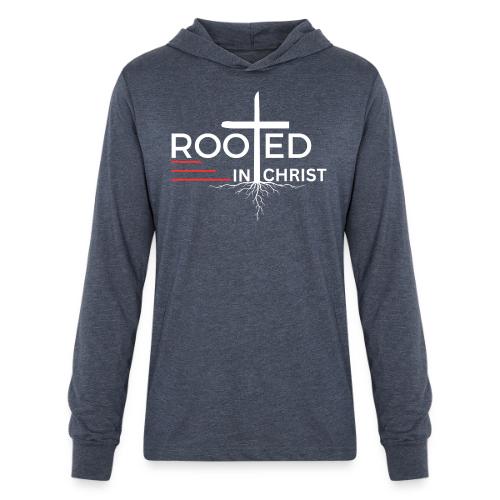 Rooted in Christ (white) - Colossians 2:7 - Unisex Long Sleeve Hoodie Shirt