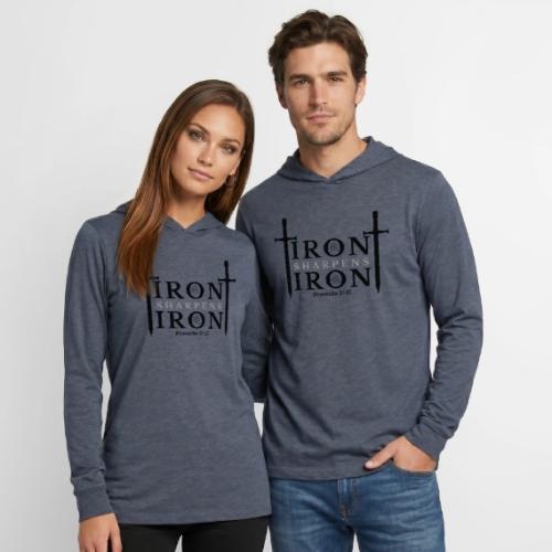 Iron Sharpens Iron - Proverbs 27:17 (Black & Grey) - Unisex Long Sleeve Hoodie Shirt