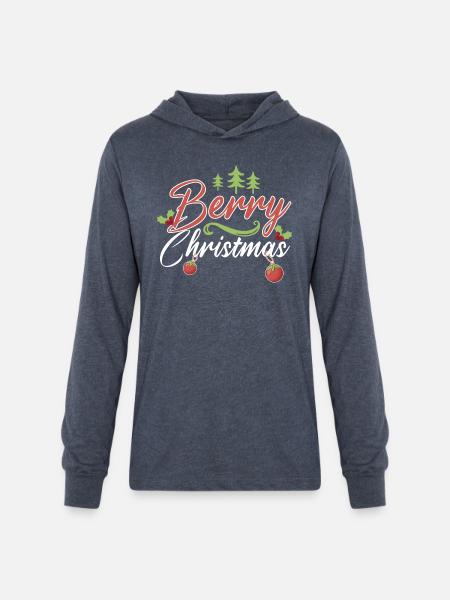 Berry Christmas Strawberry - Unisex Long Sleeve Hoodie Shirt - heather navy