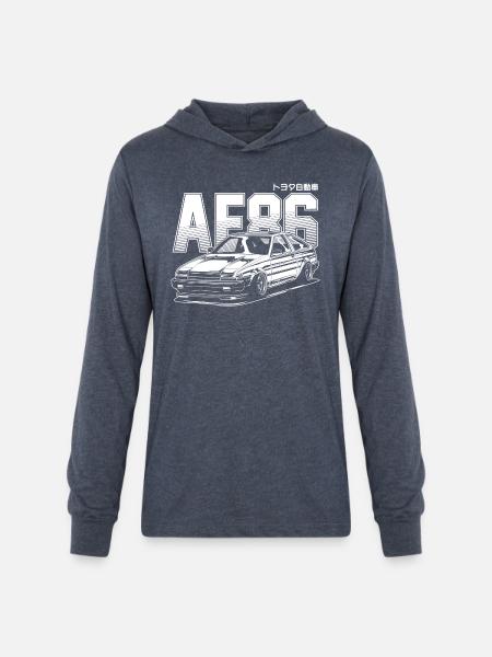 Ae86 Truenoabcdabcdabcdwhite Print - Unisex Long Sleeve Hoodie Shirt - heather navy