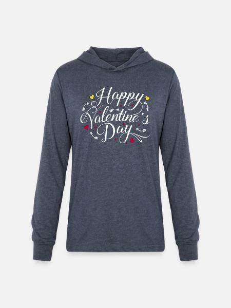 Happy Valentine's Day - Unisex Long Sleeve Hoodie Shirt - heather navy