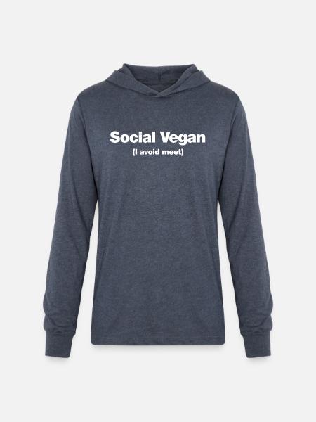 Social Vegan - Unisex Long Sleeve Hoodie Shirt - heather navy