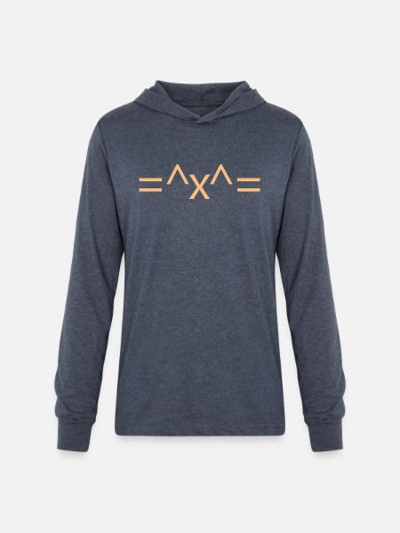 Cat Face Emoticon - Unisex Long Sleeve Hoodie Shirt - heather navy