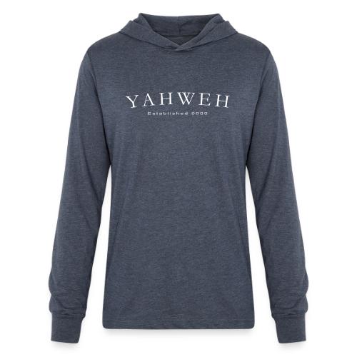 Yahweh Established 0000 in white - Unisex Long Sleeve Hoodie Shirt