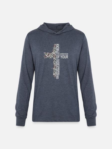 Camo Cross - Unisex Long Sleeve Hoodie Shirt - heather navy