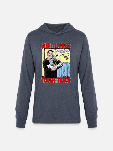 Alf Tupper Tough of the Track Comic Fish & Chips - Unisex Long Sleeve Hoodie Shirt - heather navy