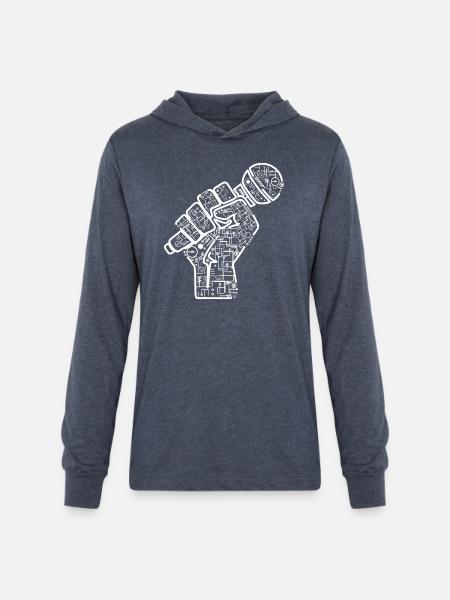 Hand With Microphone Electrics Illustration - Unisex Long Sleeve Hoodie Shirt - heather navy