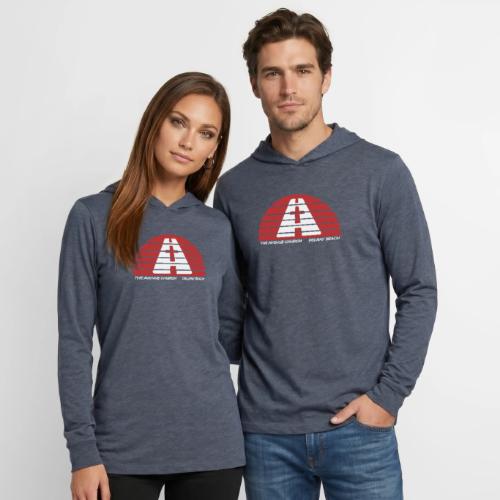 Avenue Church Red Sun, White Lettering - Unisex Long Sleeve Hoodie Shirt