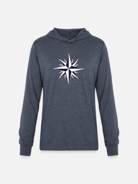 Compass Rose - Unisex Long Sleeve Hoodie Shirt - heather navy