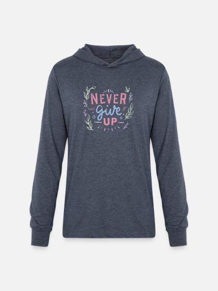 Naver give up - Unisex Long Sleeve Hoodie Shirt - heather navy