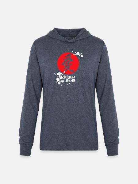 Cherry Blossom Flower - Unisex Long Sleeve Hoodie Shirt - heather navy