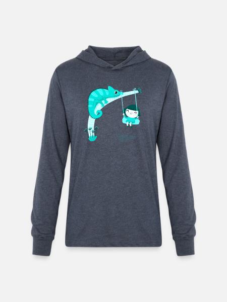Chameleon - Unisex Long Sleeve Hoodie Shirt - heather navy