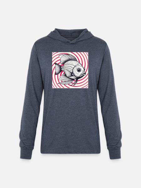 red striped fish - Unisex Long Sleeve Hoodie Shirt - heather navy