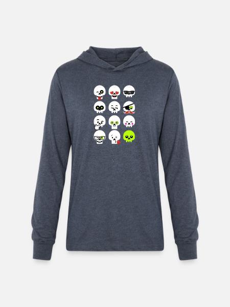 Faces Skull - Unisex Long Sleeve Hoodie Shirt - heather navy