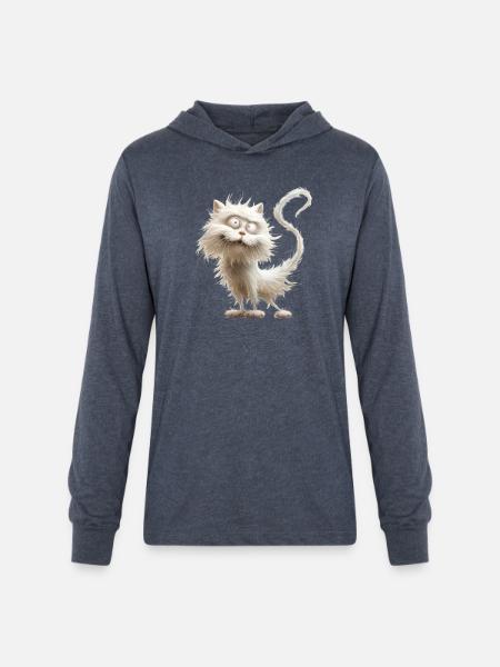 Funny Cat - Unisex Long Sleeve Hoodie Shirt - heather navy