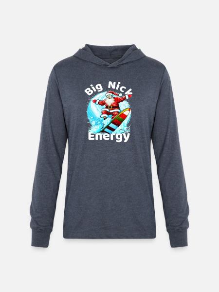 Big Nick Energy,Retro Santa - Unisex Long Sleeve Hoodie Shirt - heather navy