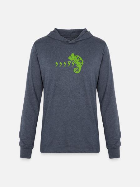 Comma Chameleon - Unisex Long Sleeve Hoodie Shirt - heather navy