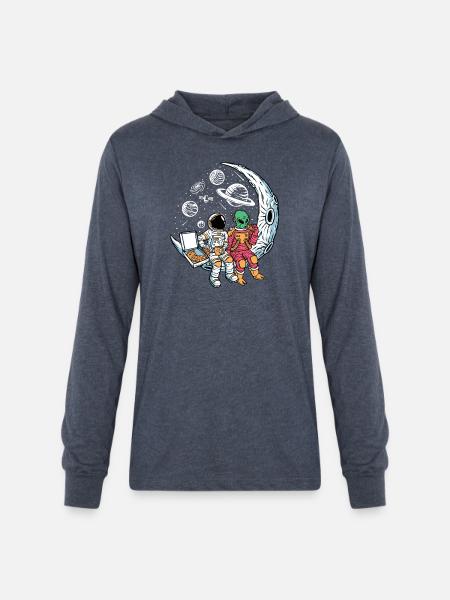 Cosmic Pizza Break - Unisex Long Sleeve Hoodie Shirt - heather navy