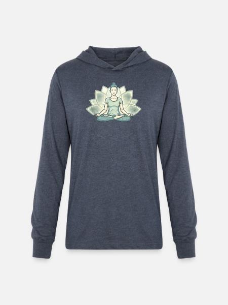 Lotus Calm Meditation Silhouette - Unisex Long Sleeve Hoodie Shirt - heather navy