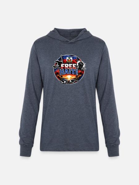 Free Haiti - Unisex Long Sleeve Hoodie Shirt - heather navy