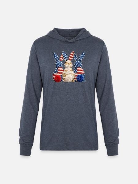 Patriotic Bunny Trio - Unisex Long Sleeve Hoodie Shirt - heather navy