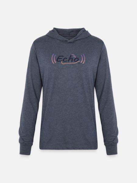 VARENO - Echo Gradient Waves - Unisex Long Sleeve Hoodie Shirt - heather navy