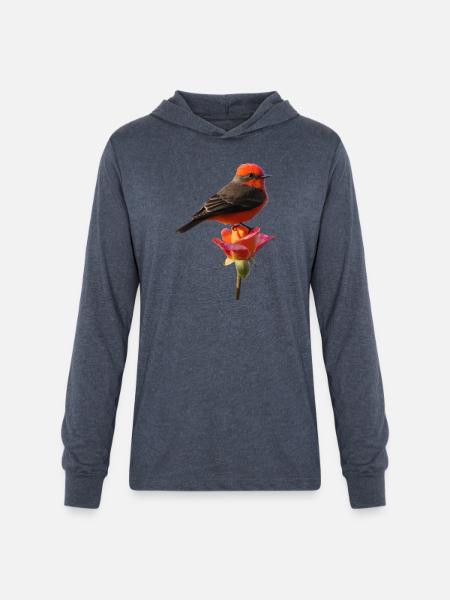 Vermilion Flycatcher - Unisex Long Sleeve Hoodie Shirt - heather navy