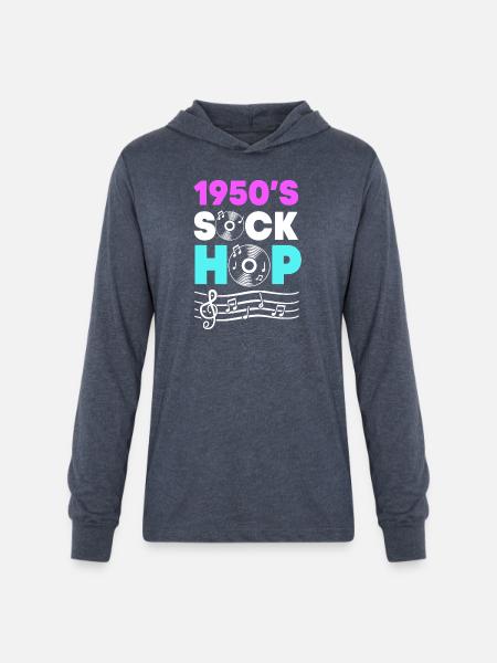 Retro Sock Hop Dancer - Unisex Long Sleeve Hoodie Shirt - heather navy