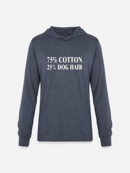 Dog Hair Cotton Blend Tee - Unisex Long Sleeve Hoodie Shirt - heather navy
