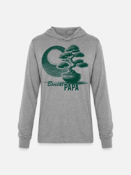 Bonsai Papa - Unisex Long Sleeve Hoodie Shirt - heather grey